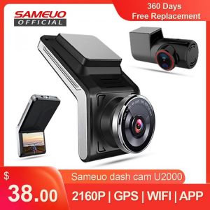 Sameuo U2000 WIFI dash cam 2k front and rear 1080p 2 camera Lens CAR dvr smart car dvrs Auto Night Vision 24H Parking Monitor מצלמת דרך כפולה מומלצת במחיר מעולה, צילום 2K, חיבור לאפליקציה וראיית לילה מתקדמת