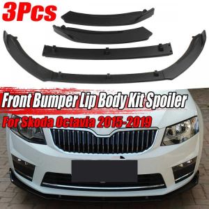 Carbon Fiber Look/Black Car Front Bumper Splitter Lip Spoiler Diffuser Protector Guard Body Kit Trim For Skoda Octavia 2015 2019