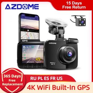 AZDOME GS63H Dash Cam Dual Lens 4K UHD Recording Car Camera DVR Night Vision WDR Built In GPS Wi Fi G Sensor Motion Detection מצלמת דרך מומלצת לרכבי סיאט/סקודה